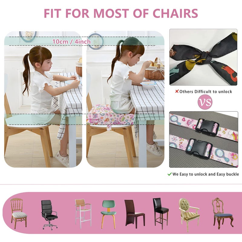 yeroly Toddler Booster Seat for Dining Table,4 Inches Washable Double Safer Straps Non-Slip Bottom Booster Seat for Kids, Portable Travel High Density Sponge Detachable Increasing Cushion for Child... - Image 5